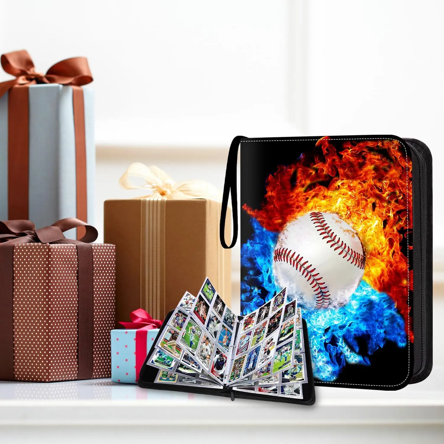 Baseball Card Binder with Sleeves,9-Pocket Trading Card Holder Card Collectors Album Hold Up to 900 Cards,Card Folder For Baseball Football Basketball Sport Trading Cards,TCG,MTG,PTG Games
