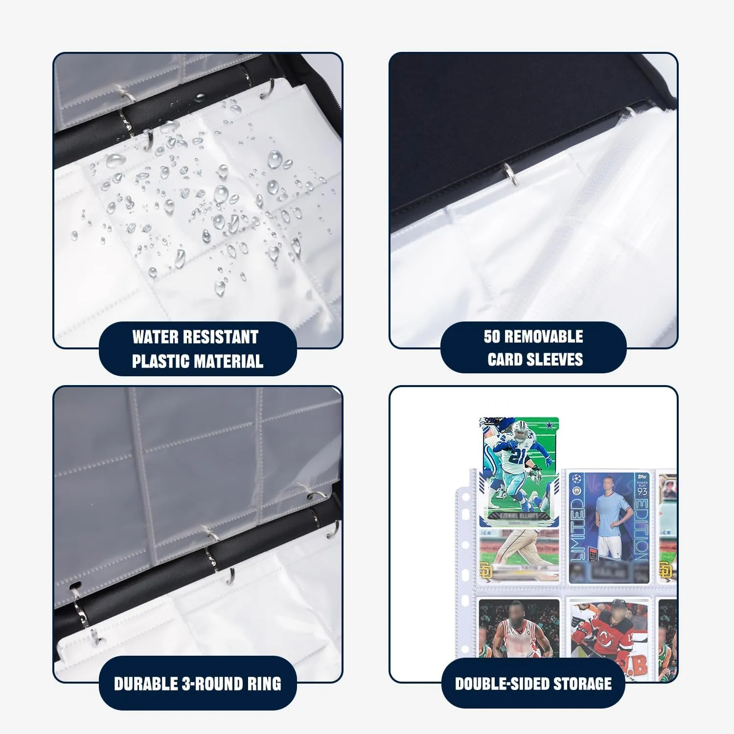 Baseball Card Binder with Sleeves,9-Pocket Trading Card Holder Card Collectors Album Hold Up to 900 Cards,Card Folder For Baseball Football Basketball Sport Trading Cards,TCG,MTG,PTG Games