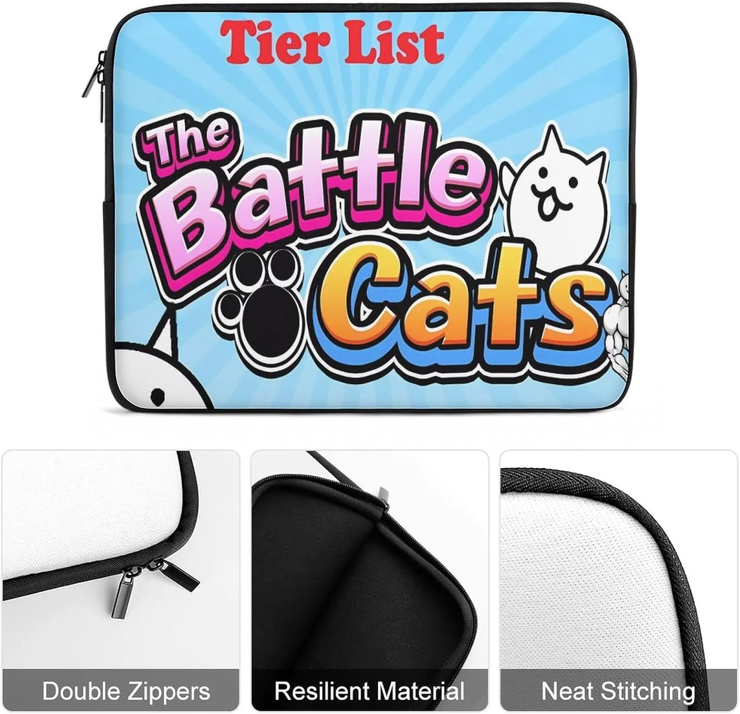 Battle-Cats Slim Laptop Bag - Lightweight And Water-Resistant Carrying Case with Handle