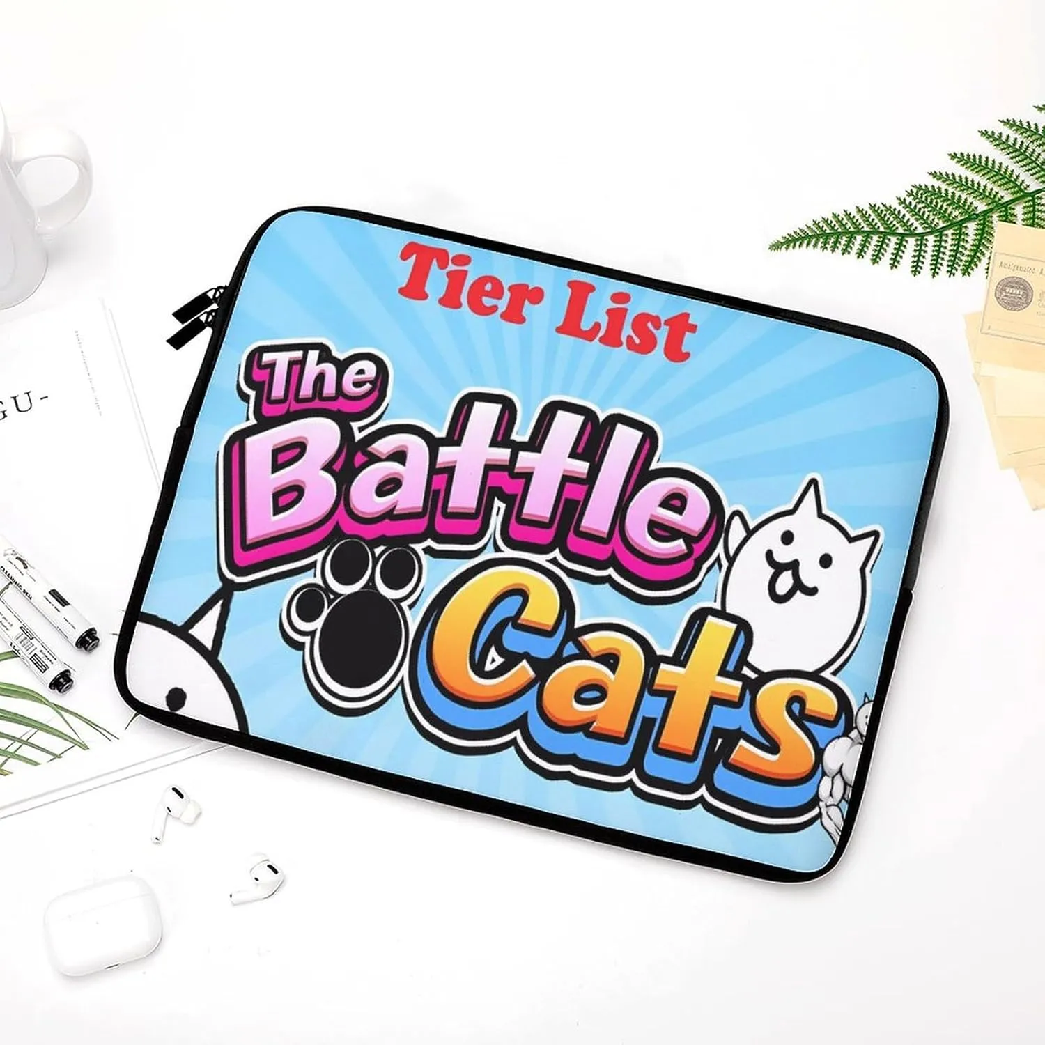 Battle-Cats Slim Laptop Bag - Lightweight And Water-Resistant Carrying Case with Handle