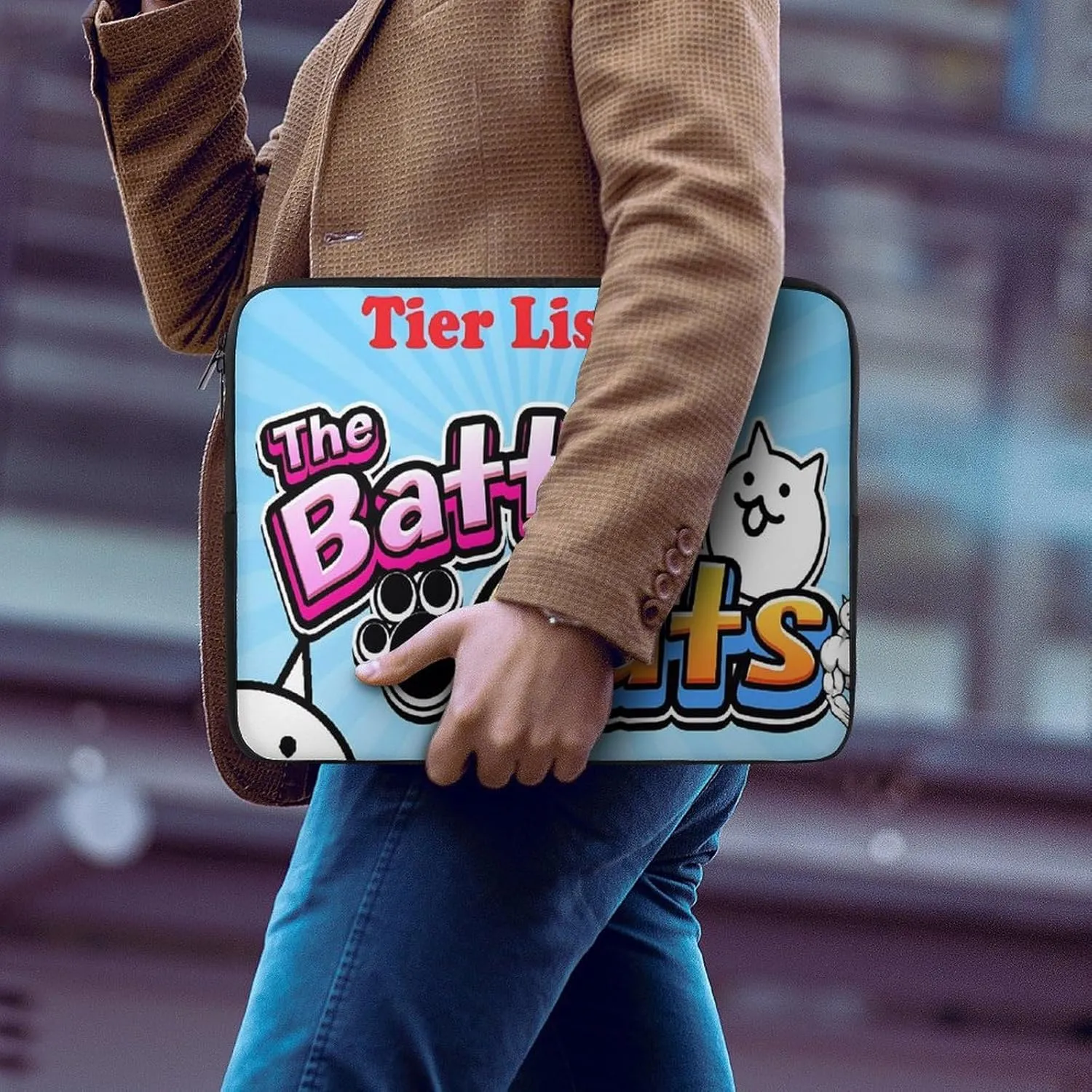 Battle-Cats Slim Laptop Bag - Lightweight And Water-Resistant Carrying Case with Handle