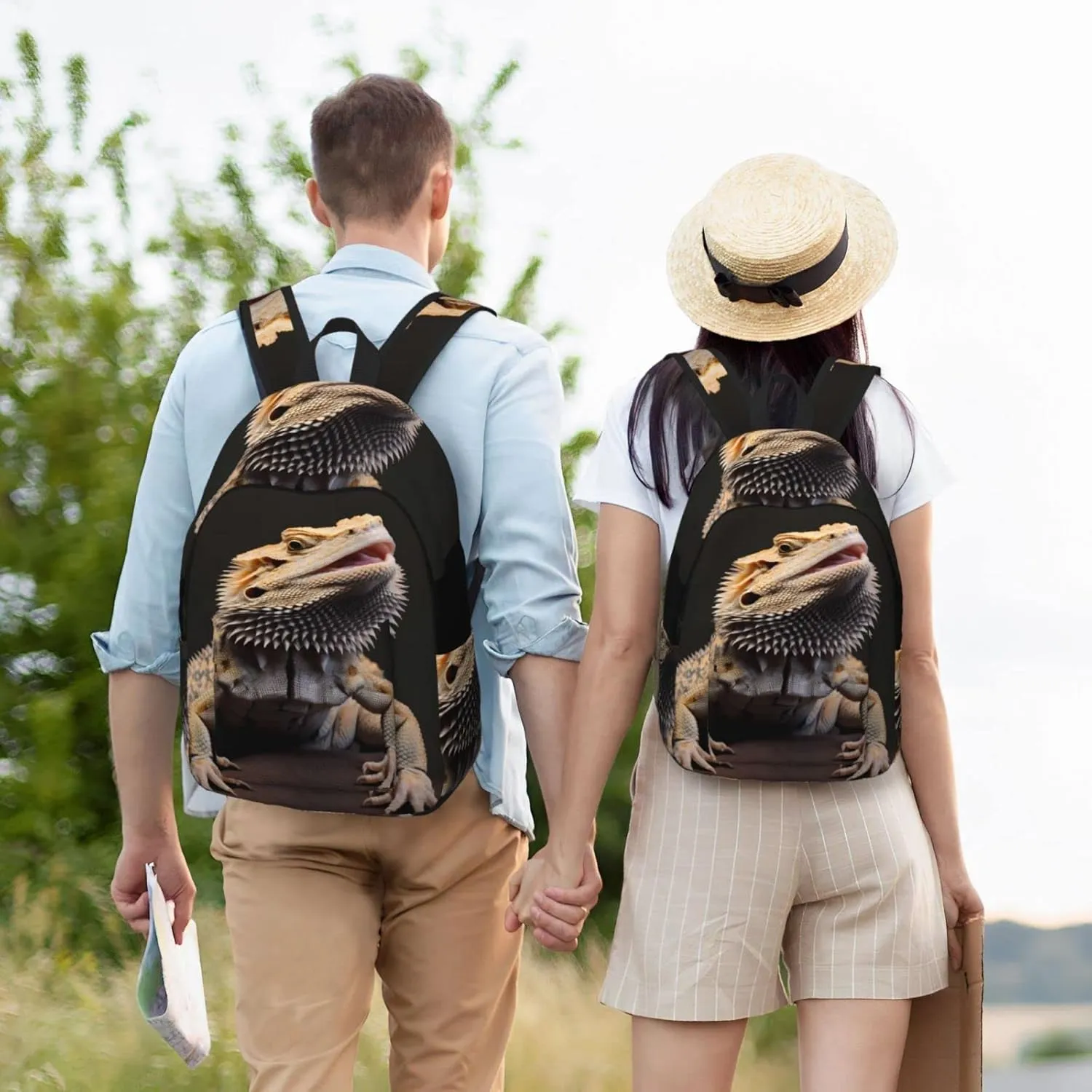 Bearded Dragons Backpack with Adjustable Straps, Suitable for Travel Picnics Activities