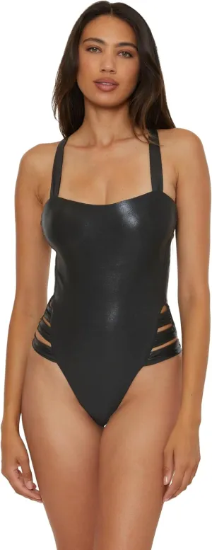 BECCA Women's Liquid Metal One Piece Swimsuit, Adjustable, Bathing Suits