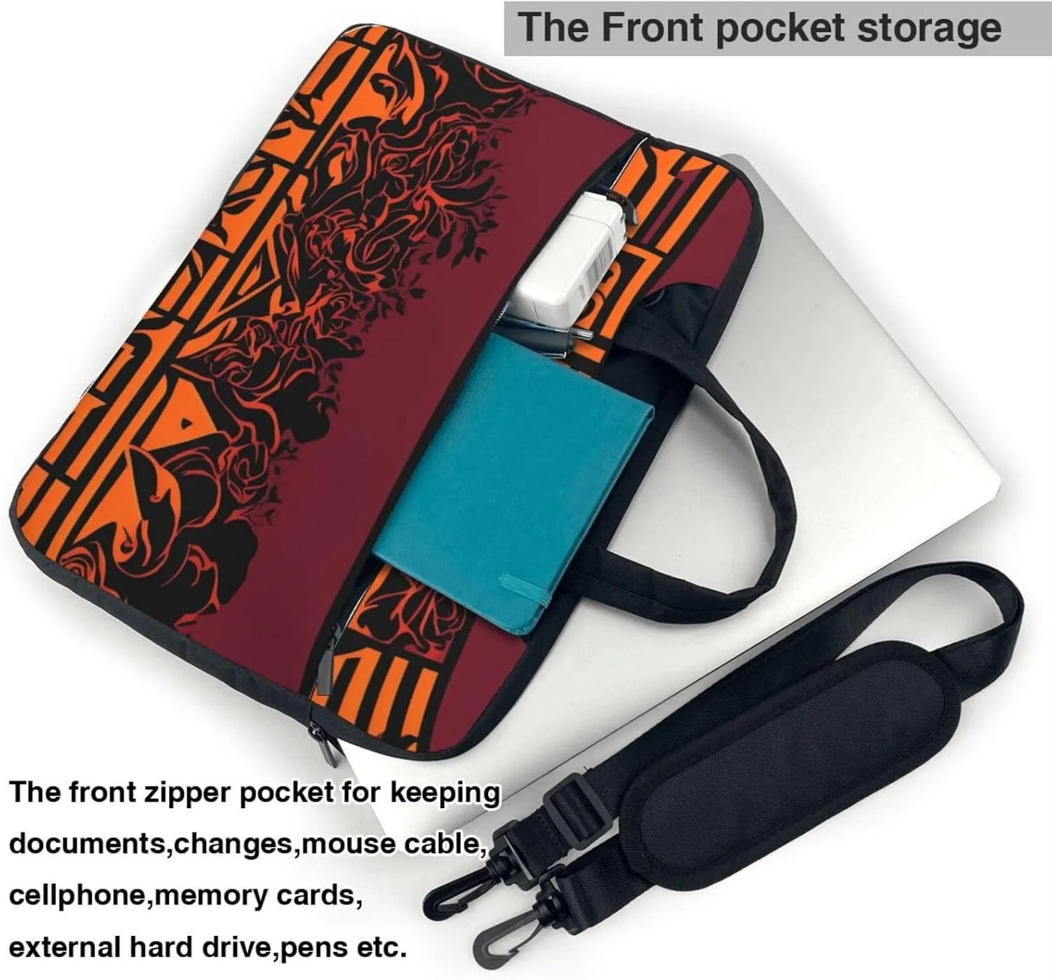 Bee And Flowers Laptop Shoulder Bag Notebook Computer Case Briefcase With Shoulder Straps And Handle