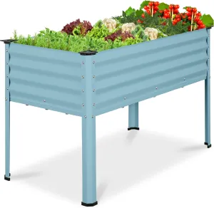 Best Choice Products 48x24x30in Galvanized Raised Garden Bed, Metal Elevated Planter Box, Vegetable Garden for Backyard, Patio, Balcony - Mist Blue