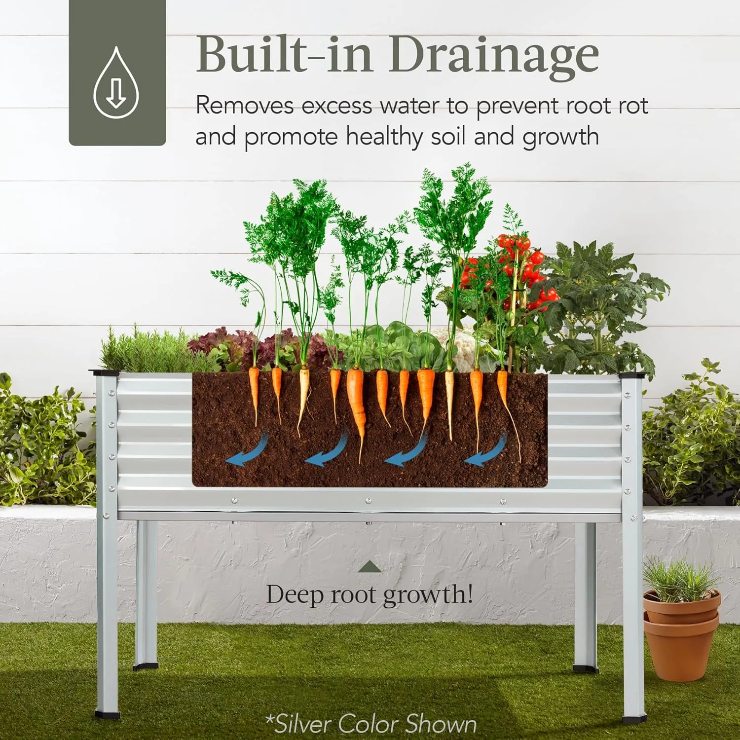 Best Choice Products 48x24x30in Galvanized Raised Garden Bed, Metal Elevated Planter Box, Vegetable Garden for Backyard, Patio, Balcony - Mist Blue