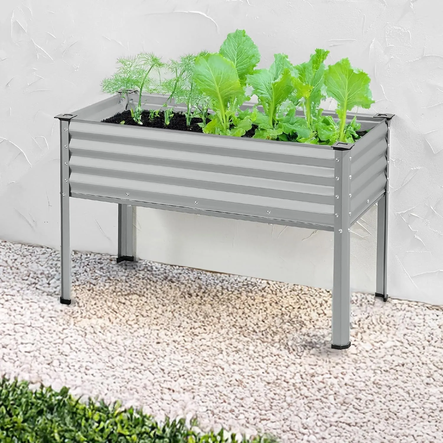 Best Choice Products 48x24x30in Galvanized Raised Garden Bed, Metal Elevated Planter Box, Vegetable Garden for Backyard, Patio, Balcony - Moonlight Gray