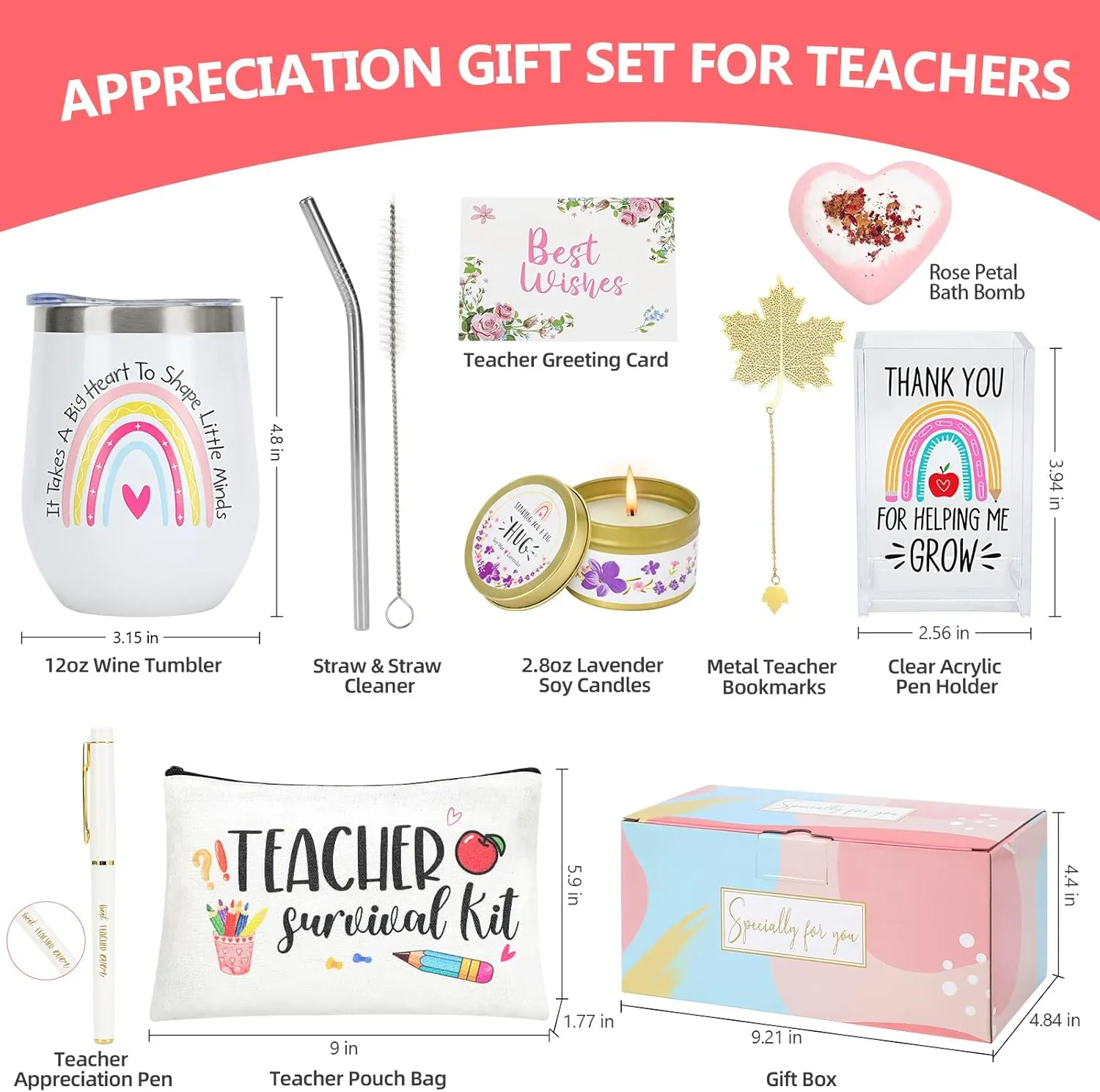 Best Teacher Appreciation Gifts for Women, Christmas, Birthday, Back to School, Thank You Gifts for Teacher, 12 oz Tumbler Gift Basket