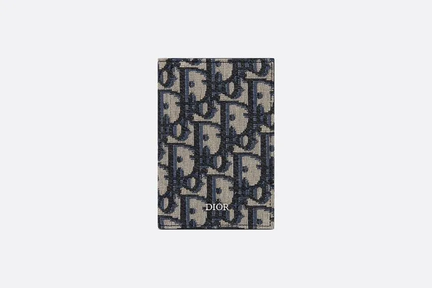Bi-Fold Card Holder • Beige and Black Dior Oblique Jacquard