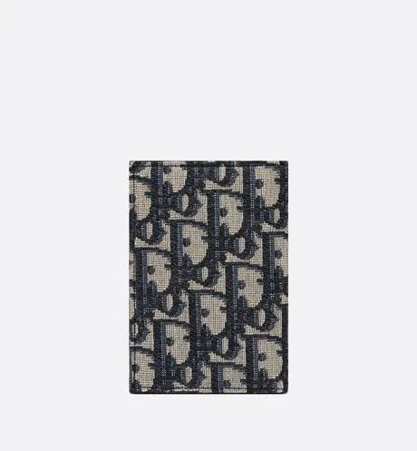 Bi-Fold Card Holder • Beige and Black Dior Oblique Jacquard