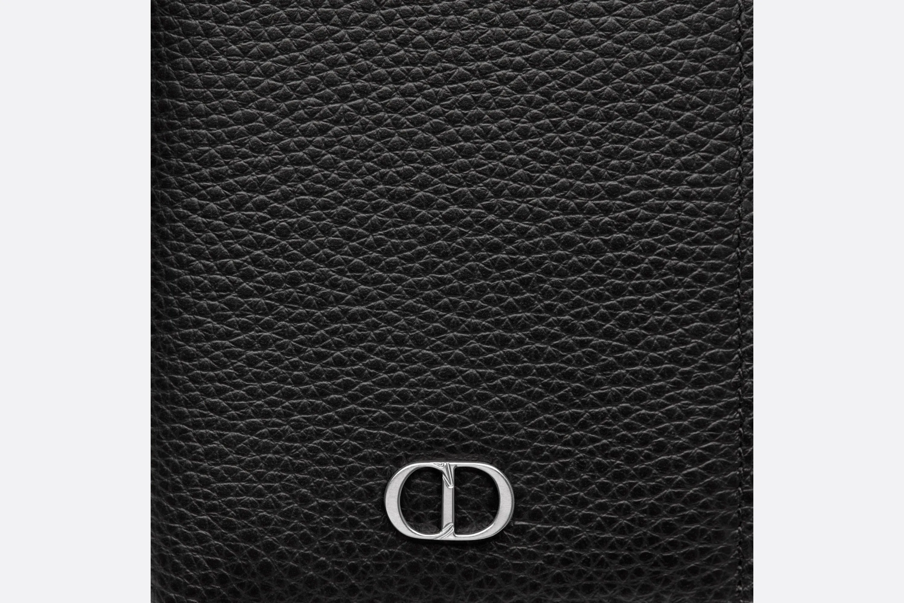Bi-Fold Card Holder • Black Grained Calfskin with 'CD Icon' Signature