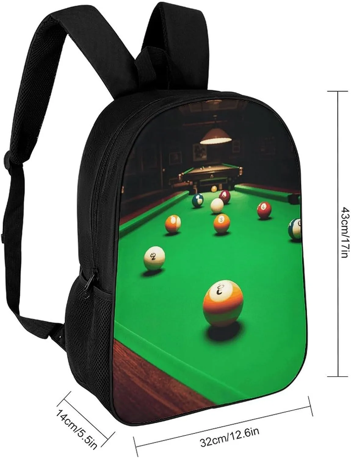 Billiards Backpack, Laptop Backpack for Men, 17 Inch Travel Hiking Daypack, Casual Backpack