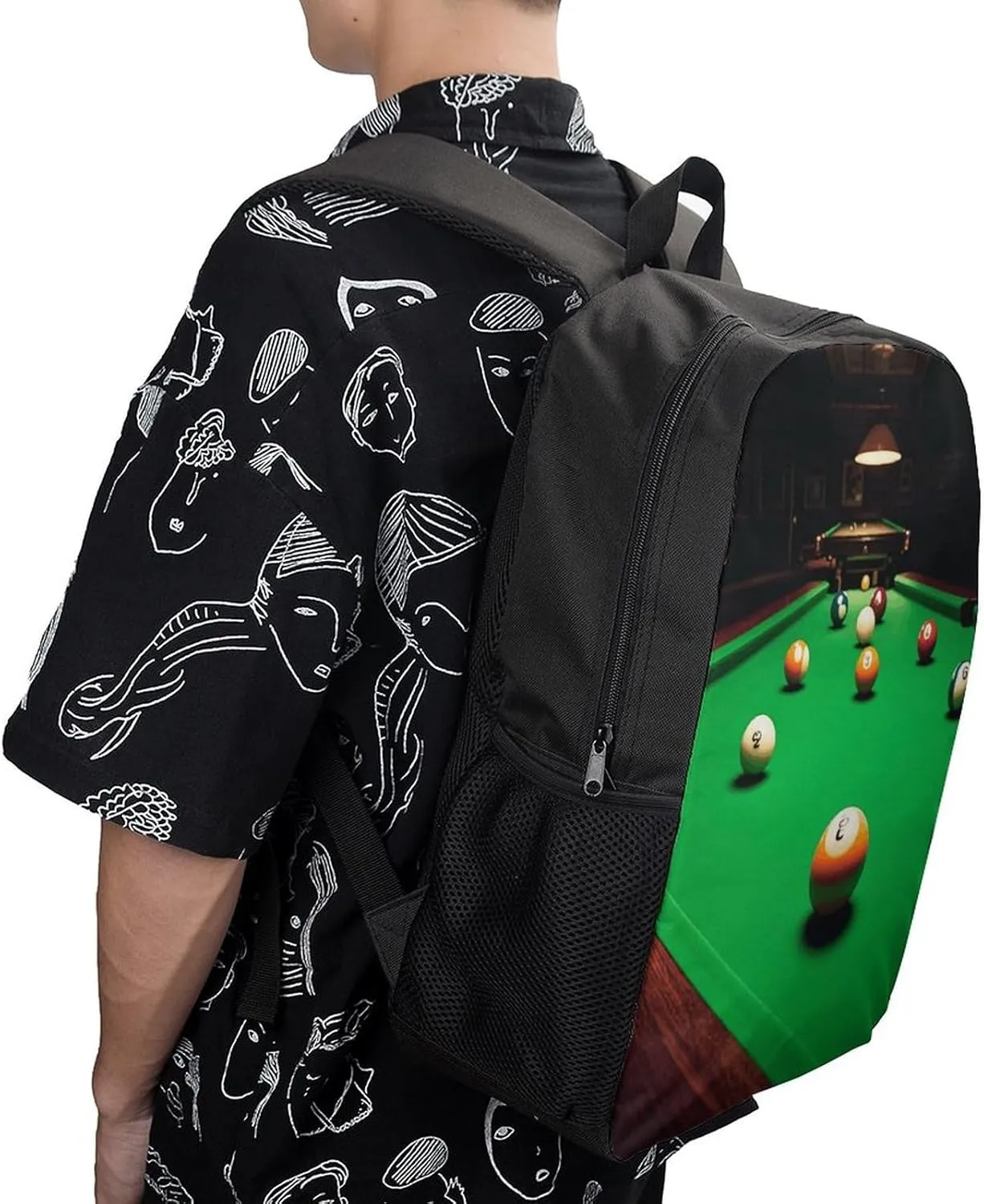Billiards Backpack, Laptop Backpack for Men, 17 Inch Travel Hiking Daypack, Casual Backpack