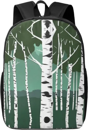 Birch Trees Print Travel Laptop Backpack,Business Work Bag, Campus Rucksack Book Bag For Men Women