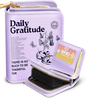 Bistup Credit Card Holder Wallet for Women Cute Leather Ladies Teen Girls Female Cardholder Wallets Accordion Purse Small Medium Aesthetic Print Butterfly Unique Modern Rfid Zipper Around