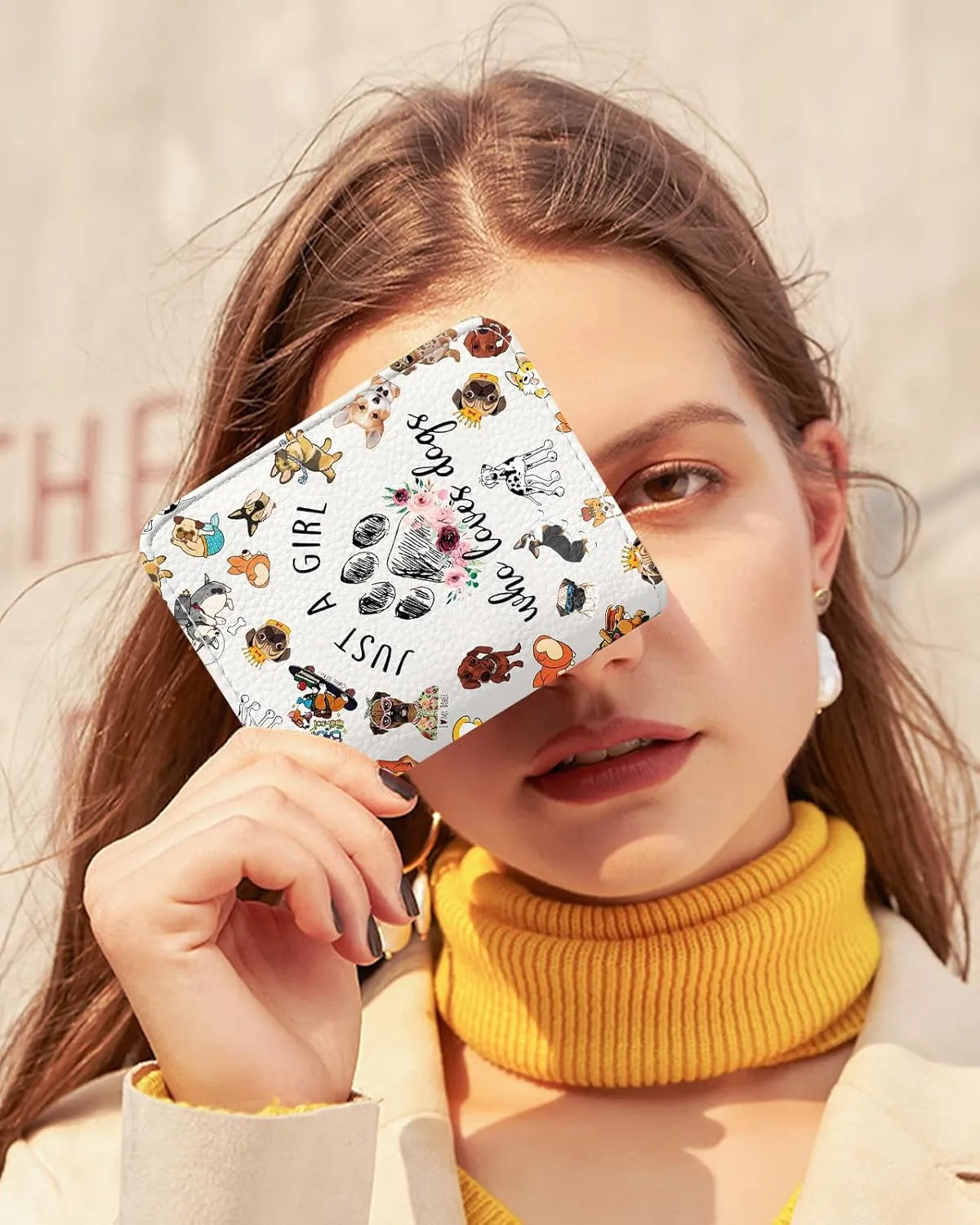 Bistup Credit Card Holder Wallet for Women - Cute Leather Ladies Teen Girls Female Cardholder Wallets Accordion Purse Small Medium Aesthetic Print Dog Unique Modern Rfid Zipper Around