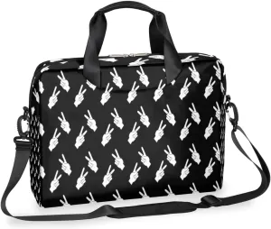Black And White Gestures Laptop Bag 16 Inch with Shoulder Straps & Handle Water-Resistant Durable Messenger Bag for Men Women Business Office Travel Gifts