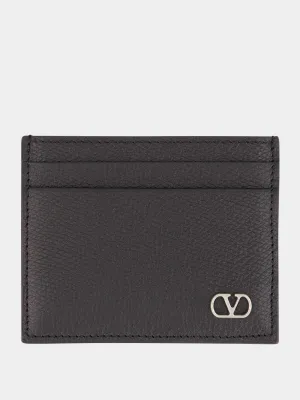 Black Calfskin Cardholder with VLogo