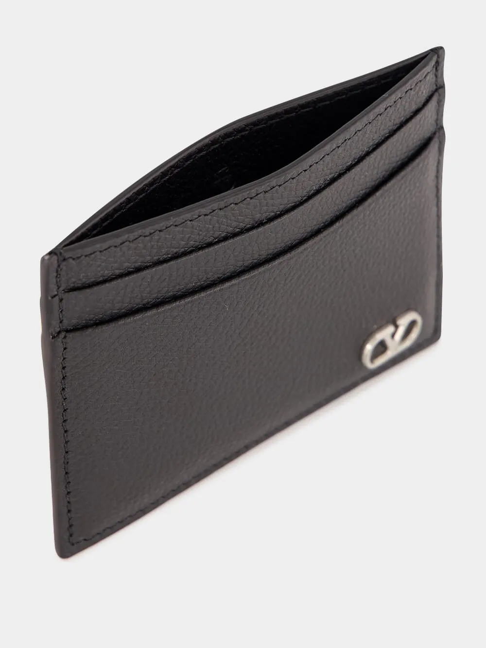 Black Calfskin Cardholder with VLogo