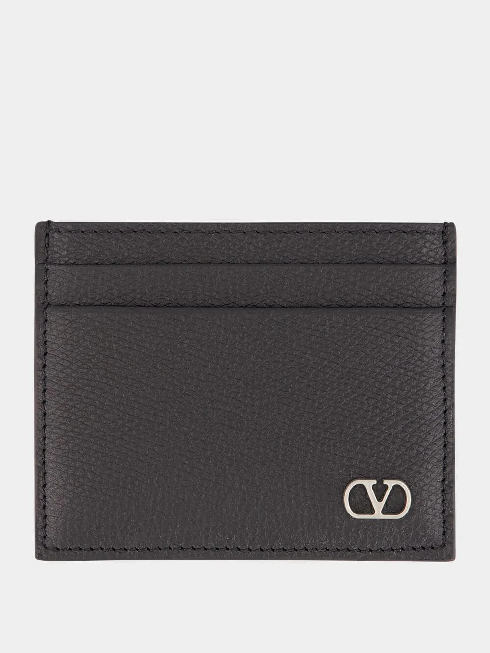Black Calfskin Cardholder with VLogo