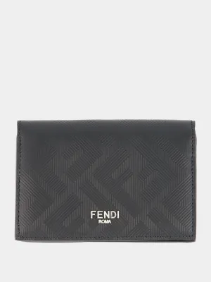Black Card Case in Leather with FF Motif