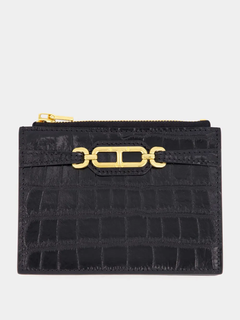 Black Crocodile Leather Card Holder