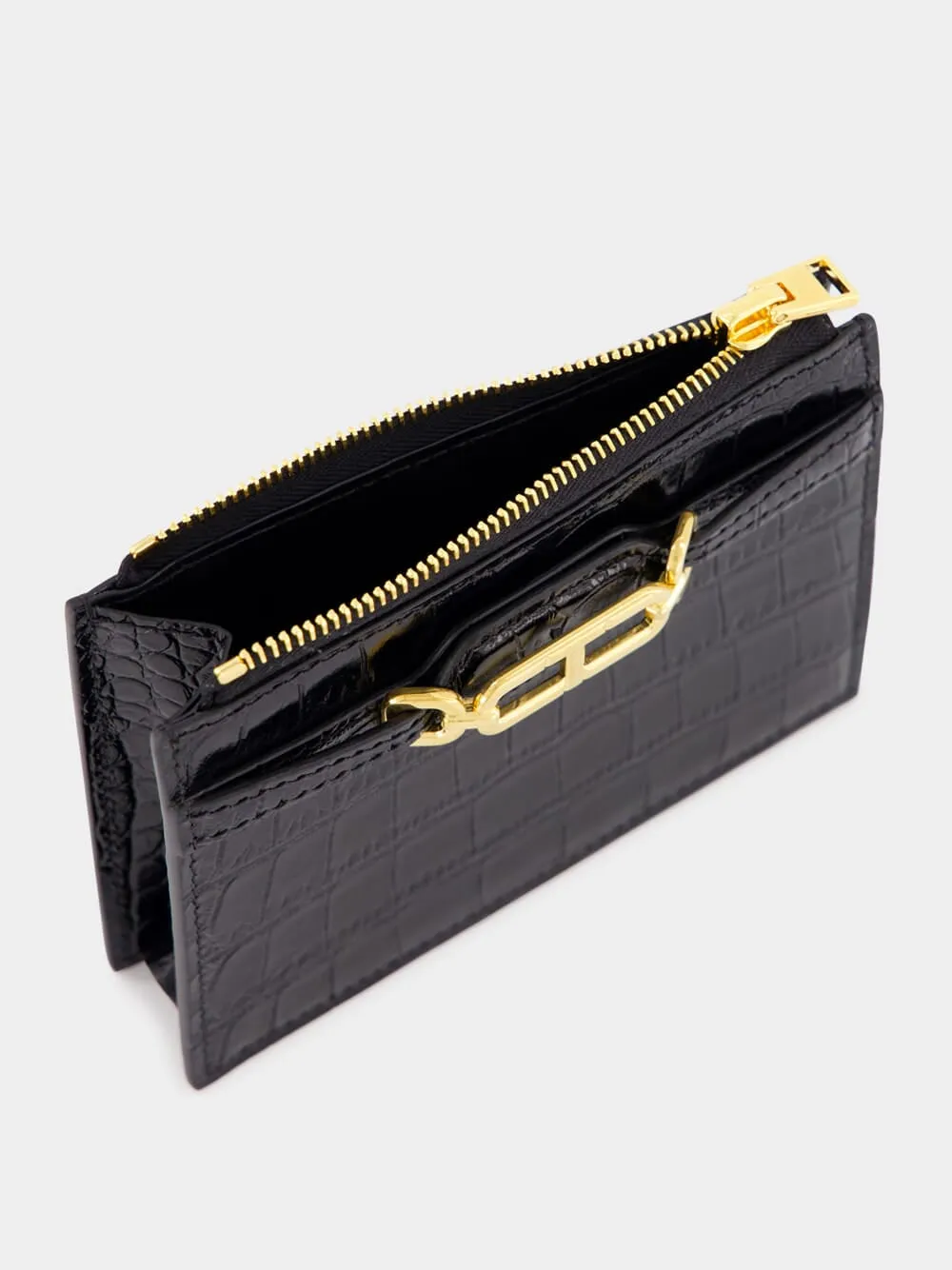 Black Crocodile Leather Card Holder
