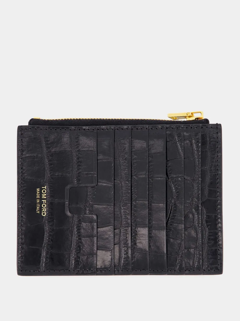 Black Crocodile Leather Card Holder