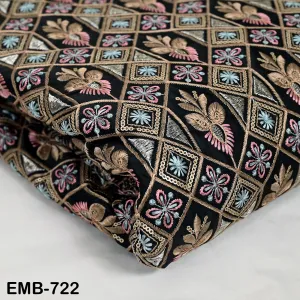 Black Embroidered Fabric by the yard Sewing Crafting Indian Embroidery Victorian Costumes, Regency Reticules, Victorian Handbags Clutches