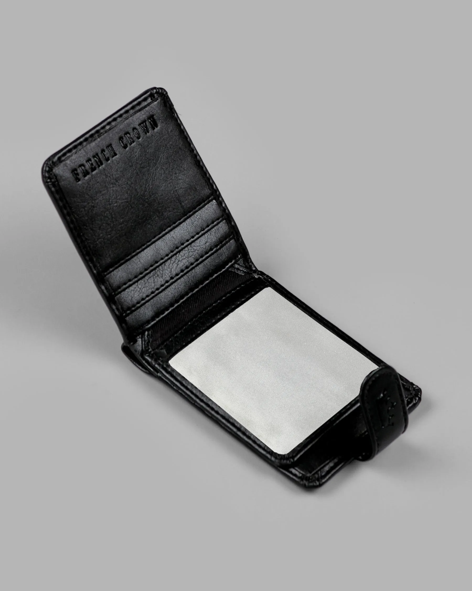 Black Push Button Vegan Leather Handcrafted Slim and Small Wallet