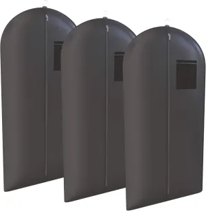 Black Suit, Dress and Gown Garment Travel Bags 3 Pack - 54" x 24" - Large Window