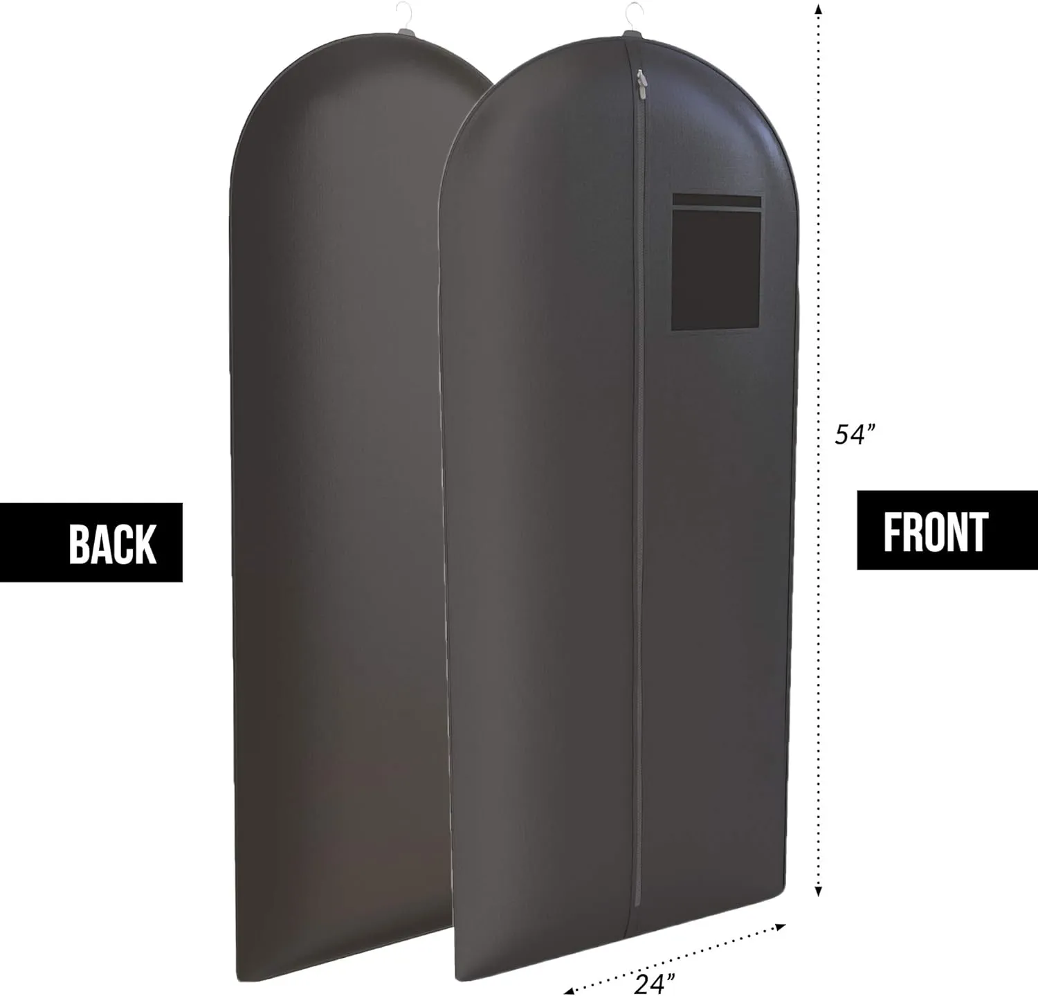 Black Suit, Dress and Gown Garment Travel Bags 3 Pack - 54" x 24" - Large Window