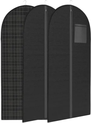 Black Tartan Tuxedo Garment Travel Bags 3 Pack With ID Tag Window - 48" X 24"