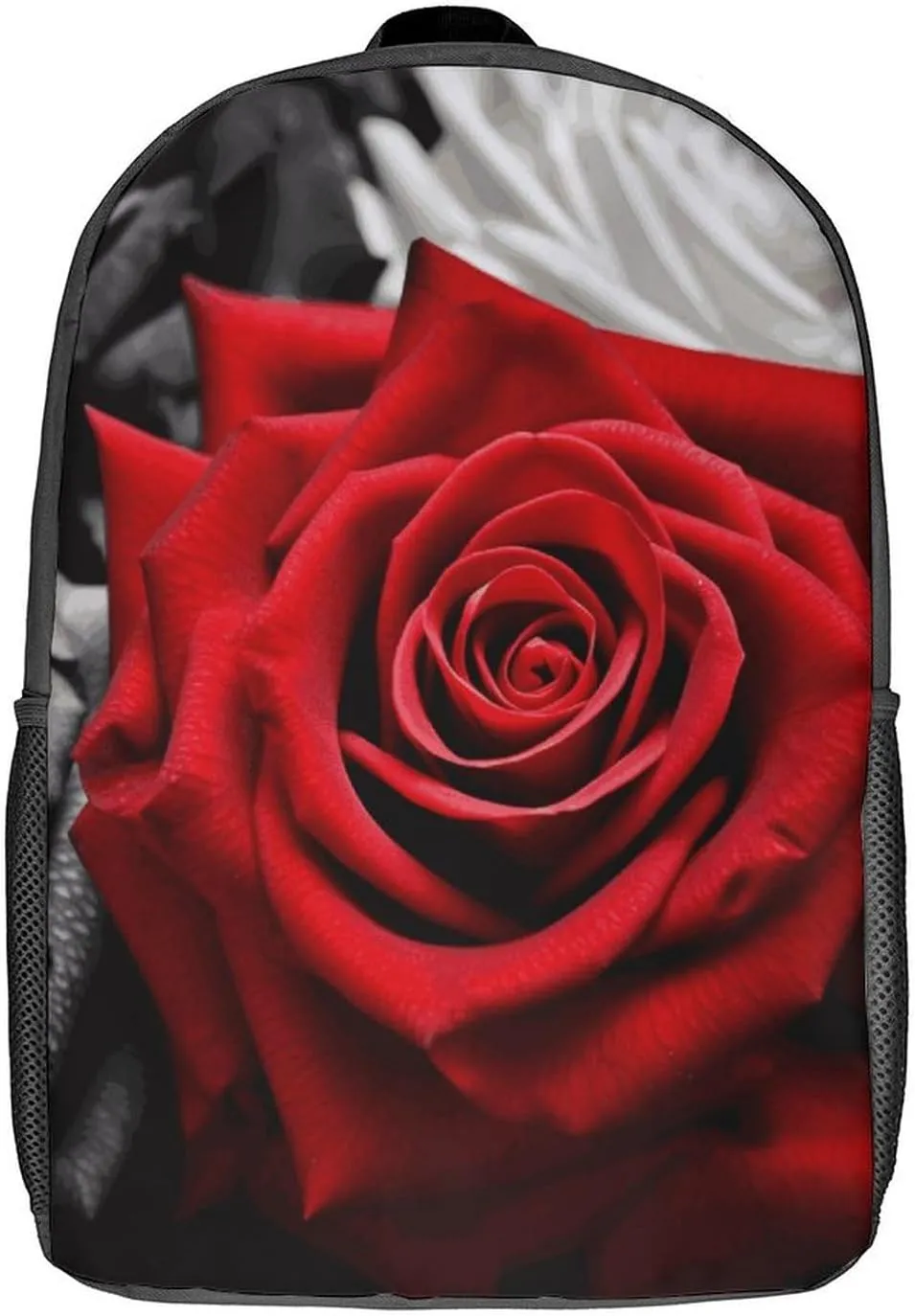 Black White And Red Roses Backpack, Laptop Backpack for Men, 17 Inch Travel Hiking Daypack, Casual Backpack