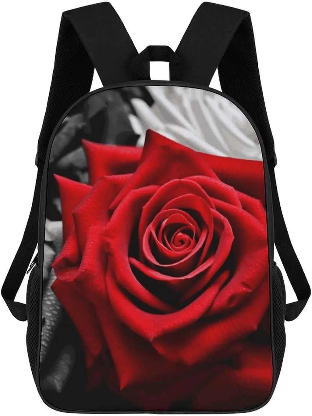 Black White And Red Roses Backpack, Laptop Backpack for Men, 17 Inch Travel Hiking Daypack, Casual Backpack