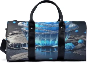 blue crystal rose Travel Duffel Bag for Woman Weekender Bag Man Tote Gym Bag Sport Gym Bag Hospital Bag for Labor and Delivery Overnight Bag Luggage Bag