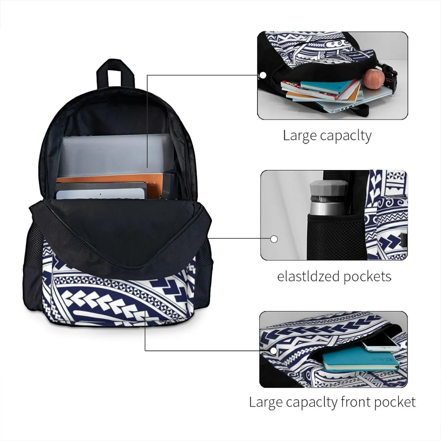 Blue Polynesian Maori Tribal Pattern Print Storage Bag, Shoulder Bag, Leisure Bag, Large Capacity Leisure Travel Shoulder Bag