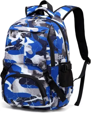 BLUEFAIRY Kids Backpack for Girls Boys Elementary Middle School Bookbag for Teens Ages 8-10 Back to School Bags Large Compartment Mochila Escolar para Niños Camo Blue