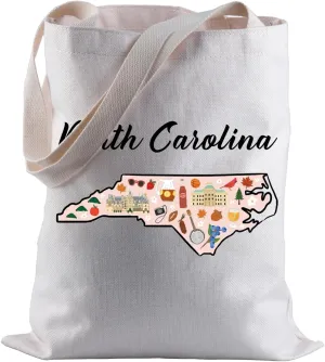 BLUPARK North Carolina Map Tote Bag North Carolina Travel Shopping Bag Gift For Someone Moving To North Carolina