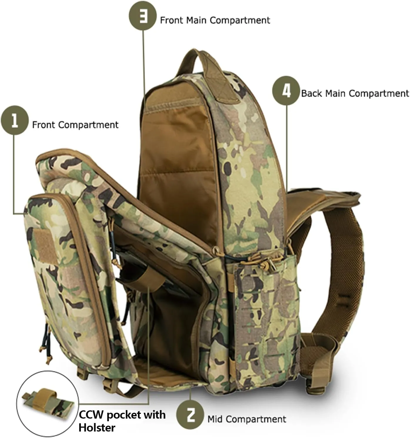 BOMTURN 50L Tactical Backpack Military Men: Molle Large Tactical Backpack Army 3 Day Bug Out Bag Rucksack with Bottle Holders