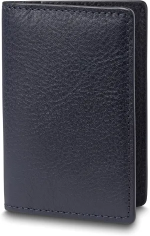Bosca Navayo Card Case All Leather Wallet Blue-Black