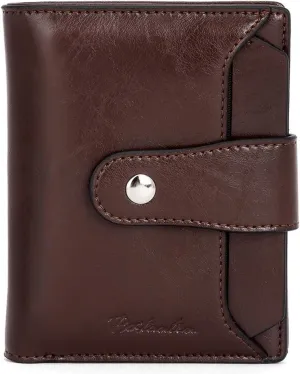 BOSTANTEN Women Leather Wallet RFID Blocking Small Bifold Zipper Pocket Wallet Card Case Purse with ID Window