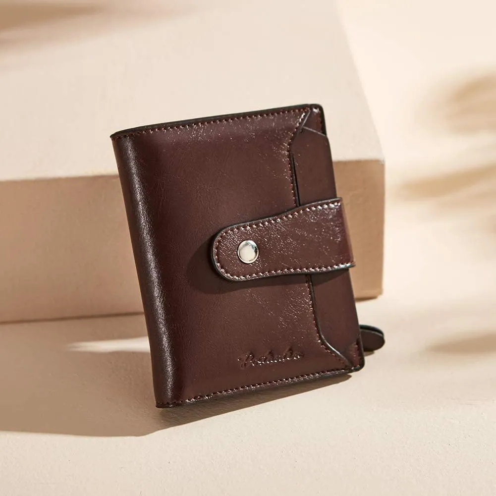 BOSTANTEN Women Leather Wallet RFID Blocking Small Bifold Zipper Pocket Wallet Card Case Purse with ID Window