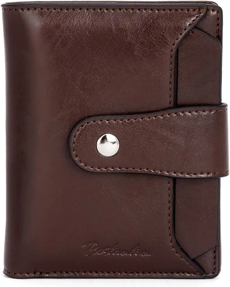 BOSTANTEN Women Leather Wallet RFID Blocking Small Bifold Zipper Pocket Wallet Card Case Purse with ID Window