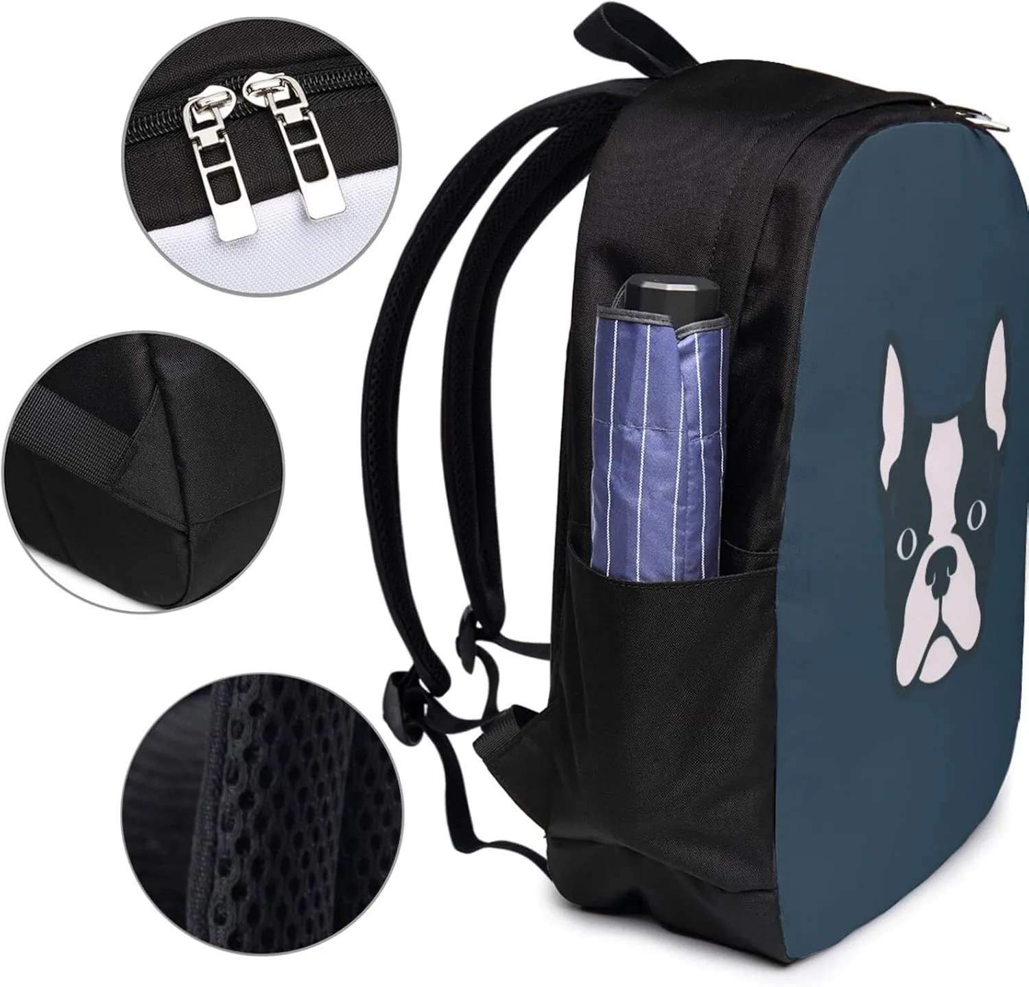 Boston Terrier Travel Laptop Backpack for Women Men, 17 Inch Business Backpack with USB Charger Port