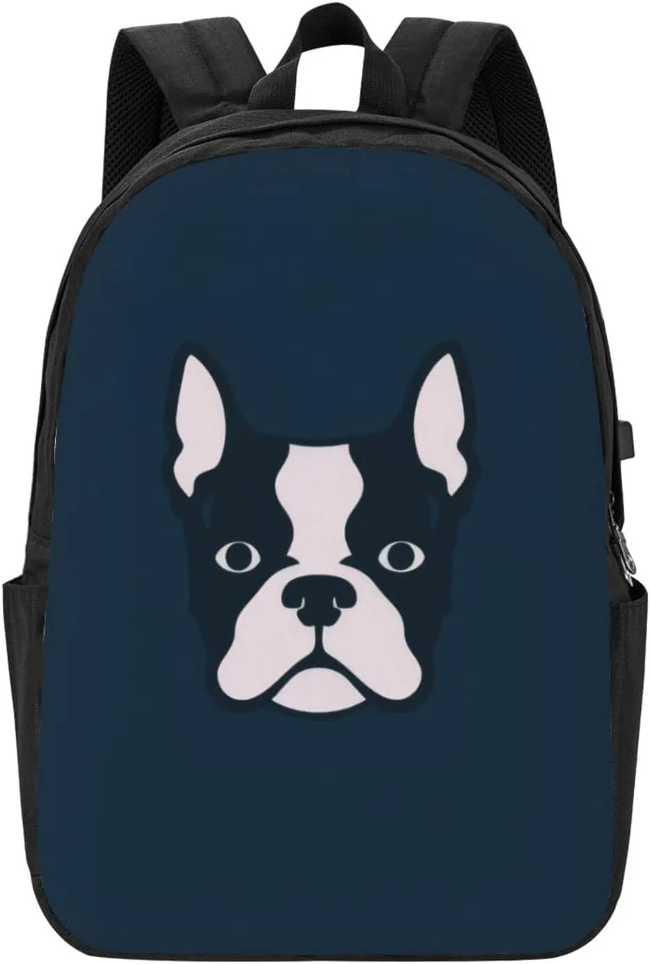 Boston Terrier Travel Laptop Backpack for Women Men, 17 Inch Business Backpack with USB Charger Port