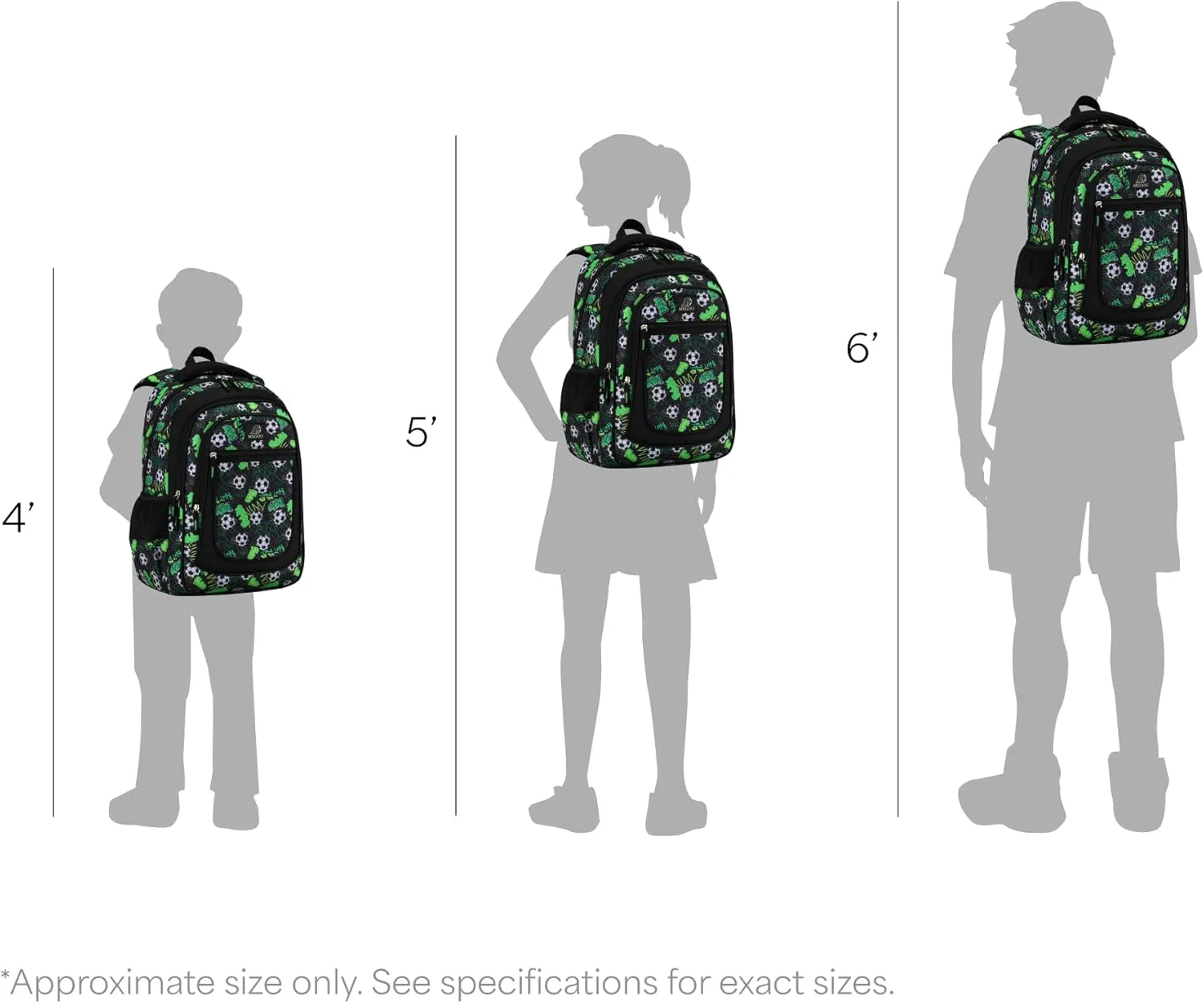 Boys' School Backpack | Vineyard Collection | Soccer Green | 17” Height 24L | Ideal for Teens