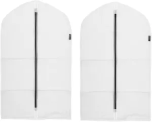 Brabantia 2 Pack Medium Clear Hanging Clothes Protector Bags (White) Garment Covers for Closet Storage, Fits Coats Dresses, Dust & Moth Protection, Zip Close