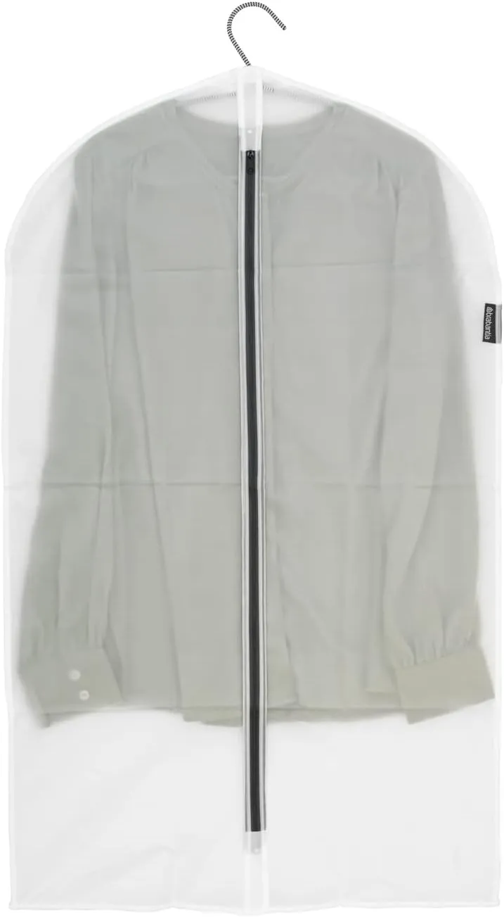 Brabantia 2 Pack Medium Clear Hanging Clothes Protector Bags (White) Garment Covers for Closet Storage, Fits Coats Dresses, Dust & Moth Protection, Zip Close