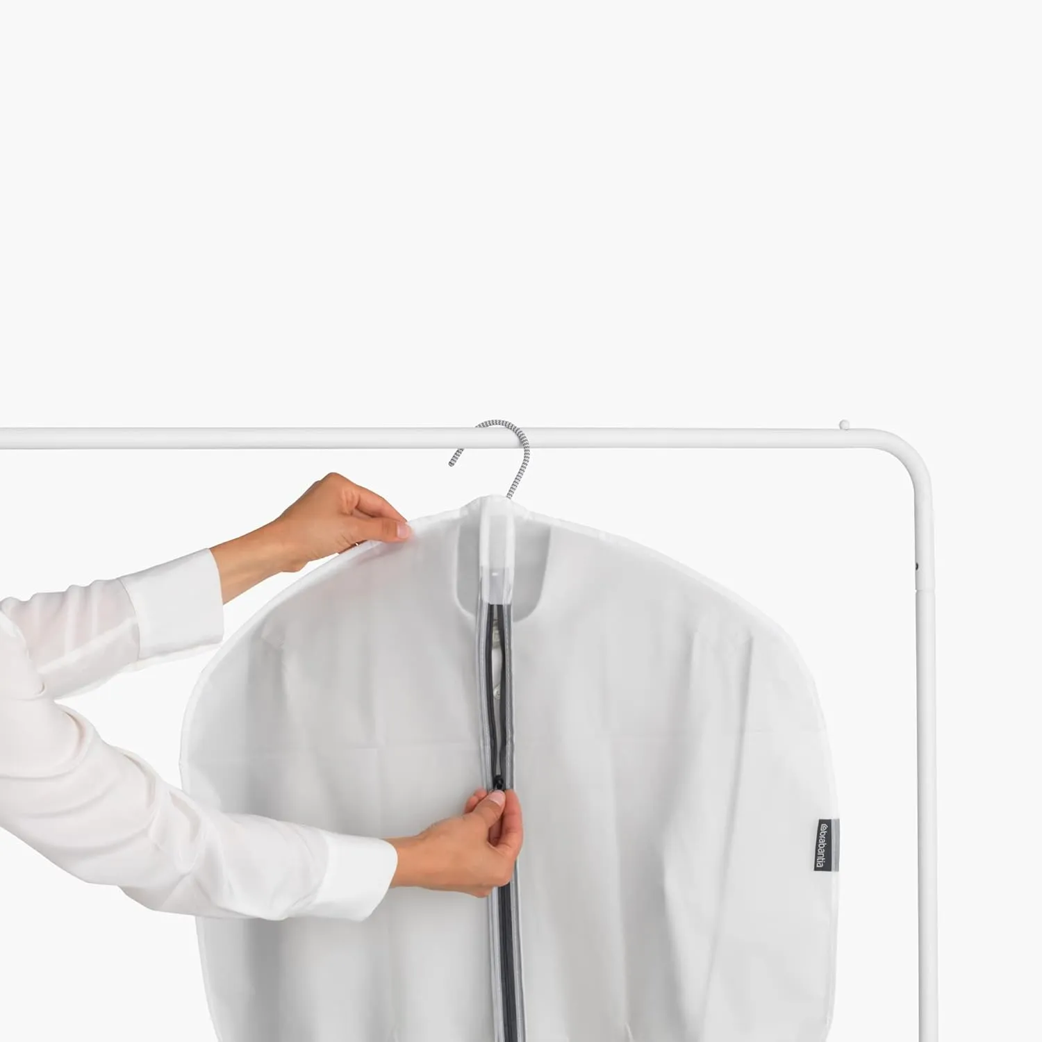 Brabantia 2 Pack Medium Clear Hanging Clothes Protector Bags (White) Garment Covers for Closet Storage, Fits Coats Dresses, Dust & Moth Protection, Zip Close